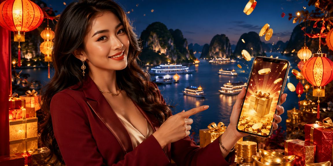 Người dùng tại Hội An xem kèo trên điện thoại giữa không gian đèn lồng lung linh
